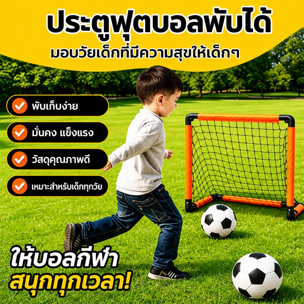 ของเล่นกีฬาเด็ก ประตูฟุตบอลพับได้ เสริมพัฒนาการ พกพาง่าย ประตูฟุตบอลพกพา ขนาดเล็ก พับได้ สำหรับเด็กฝึกซ้อม กลางแจ้งในบ้า