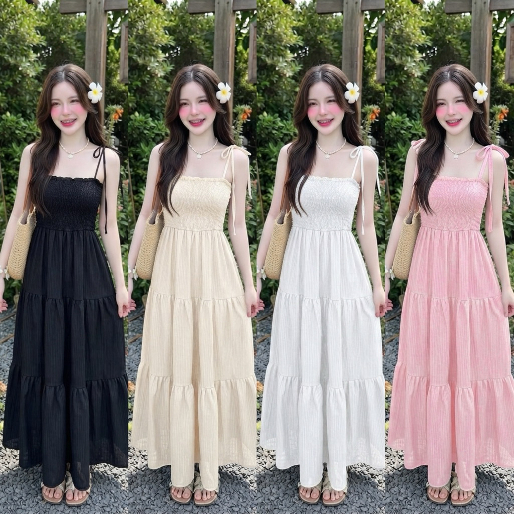 RIDA-Candy dress เดรสผูกไหล่ ผ้าชูก้า แคนดี้อก32-38