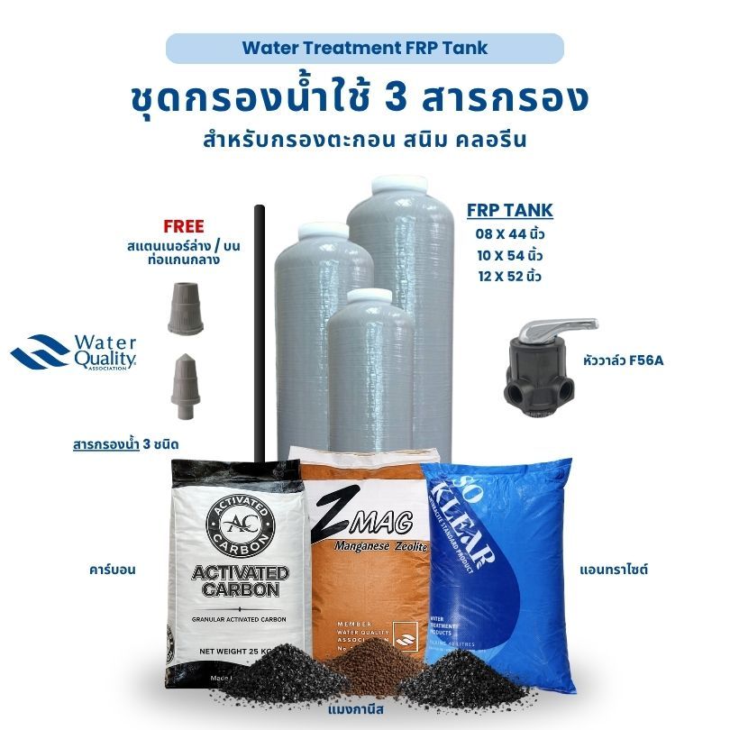 ชุดกรองน้ำใช้ FRP Tank บรรจุ 3 สารกรอง