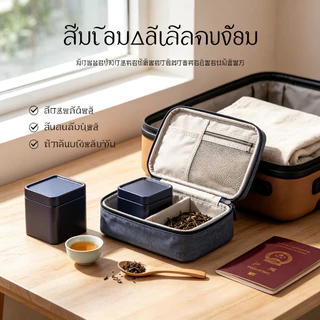 กระป๋องเก็บใบชาทรงสี่เหลี่ยมจิ๋ว พิมพ์ลายสวยฝาปิดสนิท กันความชื้น พกพาได้ พร้อมส่งในไทย Tea Canister