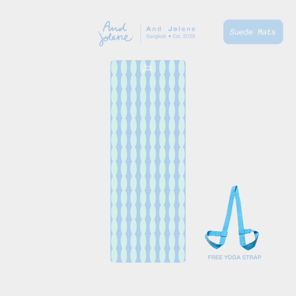 And Jolene Suede Yoga Mat เสื่อโยคะ เสื่อออกกำลังกาย หนา 5mm | Signature สีฟ้า Free Yoga Strap