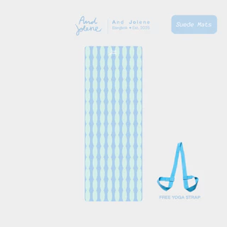And Jolene Suede Yoga Mat เสื่อโยคะ เสื่อออกกำลังกาย หนา 5mm | Signature สีฟ้า Free Yoga Strap