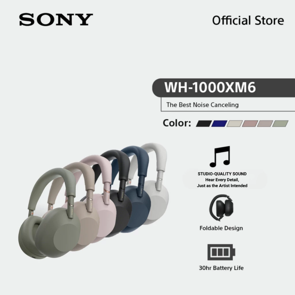 Sony หูฟัง Headphones รุ่น WH-1000XM6 | Wireless Noise Canceling Headphones | Bluetooth® 5.3 | High-Resolution Audio Wir
