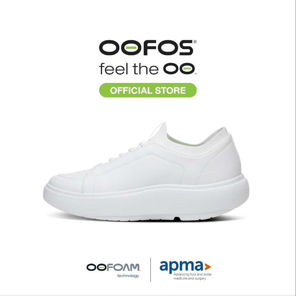 OOFOS حذاء رجالي OOmg Club+ جلد — أبيض — صورة 6