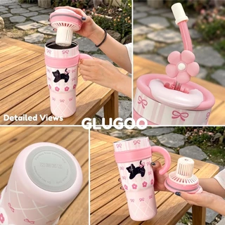 GLUGOO แก้วเก็บความเย็น แก้วน้ํา แก้วสแตนเลส แก้วทนความร้อนมีหูจับ ดีไซน์การ์ตูนน่ารัก 700/1200ml