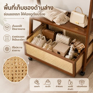 ราวแขวนเสื้อผ้าแบบตั้งพื้นสำหรับใช้ในบ้าน ราวแขวนเสื้อผ้าในห้องนอนพร้อมชั้นวางเก็บของแบบถอดได้