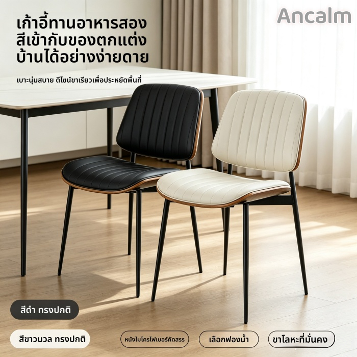 เก้าอี้รับประทานอาหารสำหรับบ้าน ดีไซน์โมเดิร์น เรียบหรู แบบเบาสบาย เก้าอี้นั่งพูดคุยต้อนรับแขก เก้าอี้ไม้จริง แบบมีพนักพ