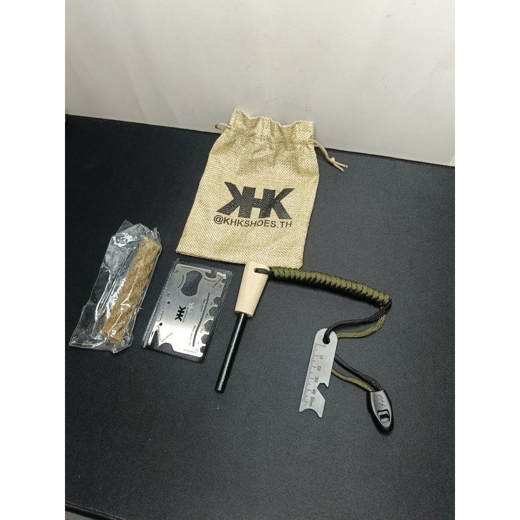 KHK SHOES Survival Kit ชุดอุปกรณ์แค้มปิ้งจุดไฟพร้อมการ์ดเครื่องมือ