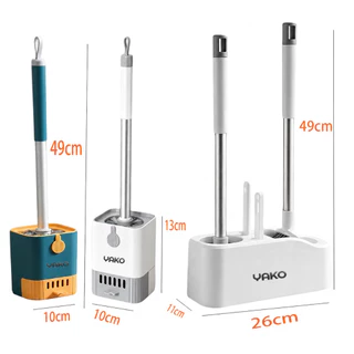YAKO แปรงขัดห้องน้ำ แปรงขัดชักโครก แปรงขัดพื้น 4in1 พร้อมที่วาง ไม่ต้องเจาะ ด้ามยาว 49 ซม. สำหรับบ้านและคอนโด