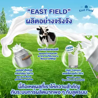 ( 9กล่อง ) EAST FIELD LACTOSE FREE นมอีสฟิลด์สูตรแลคโตสฟรี ปราศจากน้ำตาลแลคโตส 180 มล.