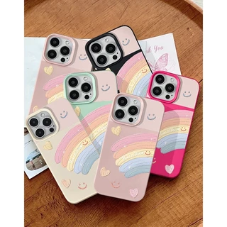 เคสโทรศัพท์สำหรับ IPhone 13 17 11 16 12 15 14 Pro Max XR X XS Max 15 7 16 14 8 Plus SE 2020 รุ้งรักสดชื่นพร้อมใบหน้าแย้ม