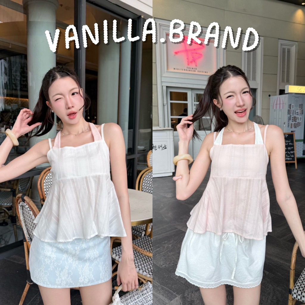 เสื้อสายเดี่ยวคล้องคอ แต่งคล้องคอทูโทน -ttm / VB0698