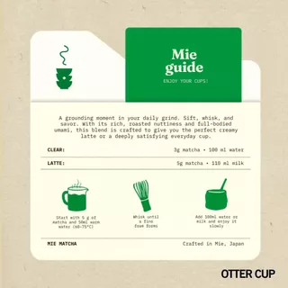 Ottercup ผงมัทฉะ Premium โทนถั่ว รสชาติกลมกล่อม จากญี่ปุ่น Mie Matcha แท้ 100%