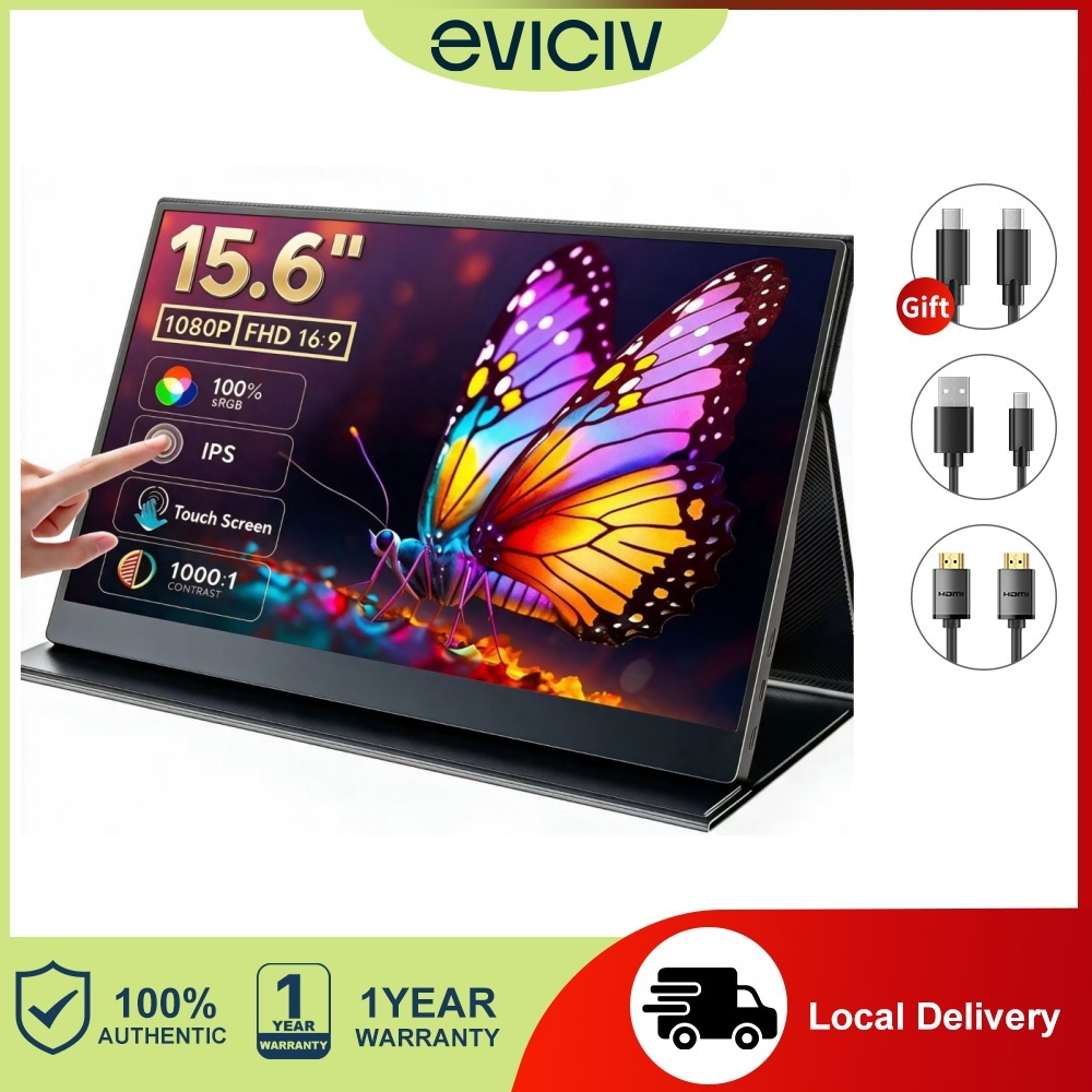 EVICIV 15.6'' Touch Screen Portable Monitor 1080P 60Hz 100%sRGB VESA With Cover For Laptop Phone Xbo