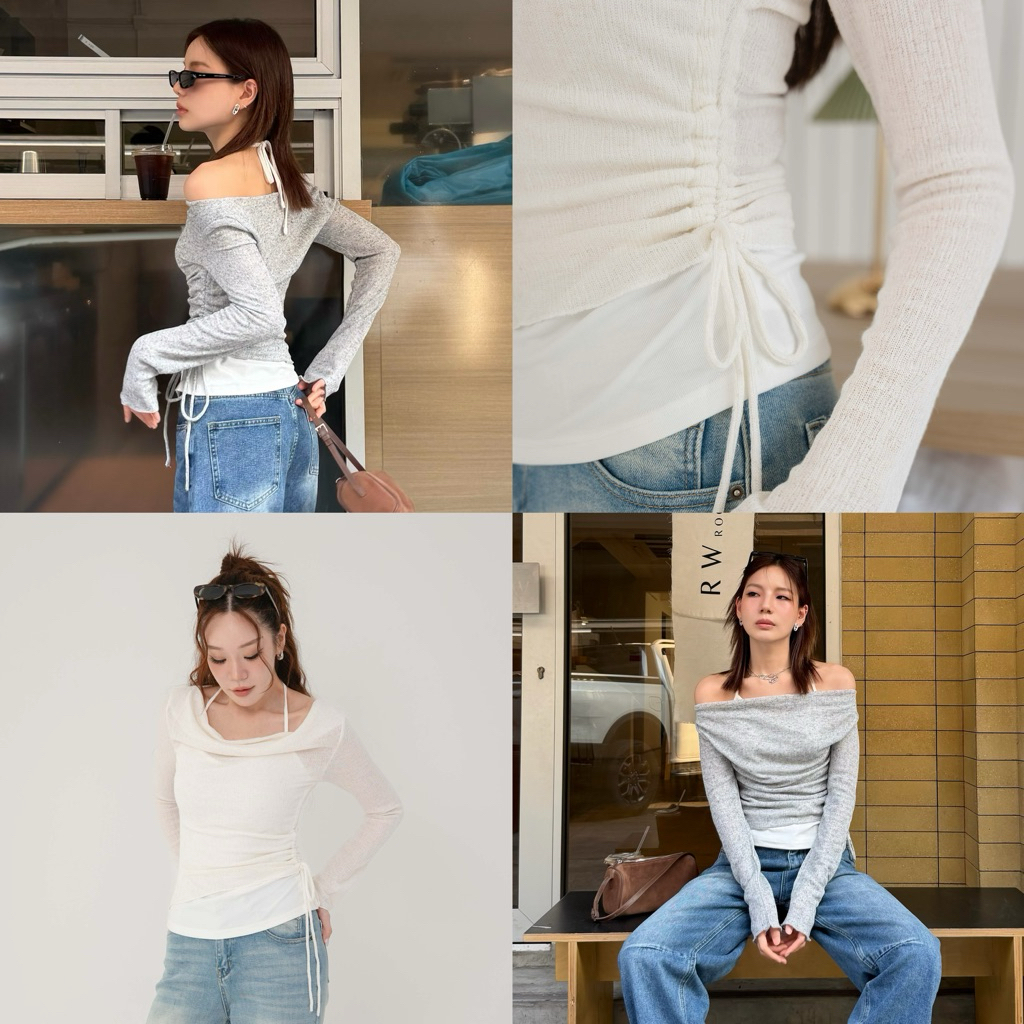 FLASHMARBLE - PEARL TOP เสื้อตัดแต่งเลเยอร์ ( เหมาะสำหรับ S-M )