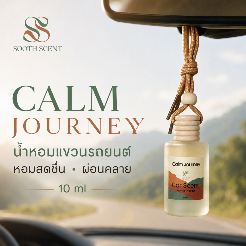 Sooth Scent น้ำหอมแขวนรถ น้ำหอมปรับอากาศ กลิ่น Calm Journey ใช้ในรถและตู้เสื้อผ้า ขนาด 10 ml