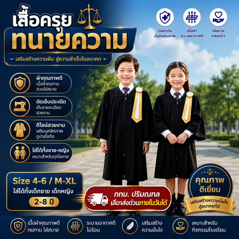 (Kidcity) เสื้อครุยทนายเด็กคอสเพลย์ ชุดทนายตัวน้อย ชุดทนายเด็ก ชุดอาชีพเด็ก