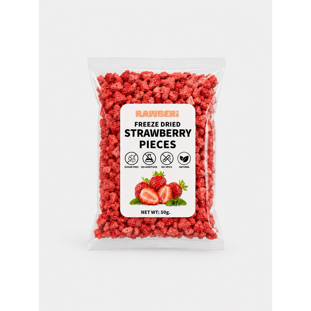 Freeze Dried Strawberry Pieces 40g. สตรอเบอรี่ฟรีซดราย