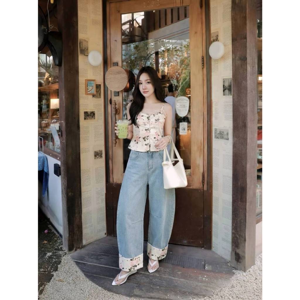 เช็คสินค้าก่อนสั่งซื้อNANNAPATเซ็ตสายเดี่ยวลายกุหลาบลูกไม้