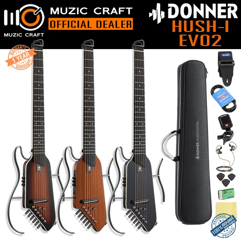 Donner HUSH-I EVO2 *ของแท้รับประกัน 1ปี* Travel Guitar กีต้าร์โปร่งไฟฟ้า