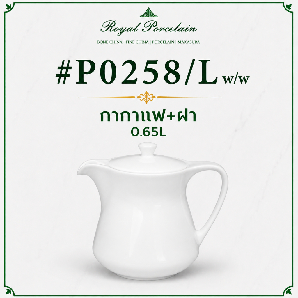 #P0258/L w/w กากาแฟ พร้อมฝา 0.65L สำหรับคาเฟ่ และโรงแรม