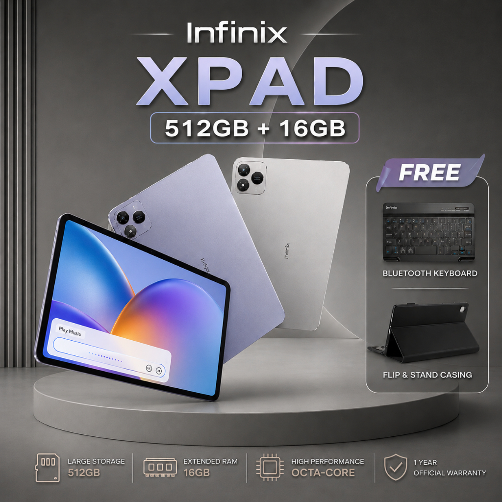 Infinix Xpad (512GB/16GB) ขนาด 11 นิ้ว จอแสดงผล 2K 90Hz โปรเซสเซอร์ Helio G99 แบตเตอรี่ 7000mAh + ของแถม