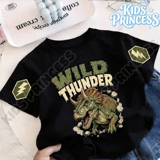 COD (จัดส่งตลอด 24 ชั่วโมง) เสื้อยืดเด็กผู้ชาย แขนสั้น ลายไดโนเสาร์เท่ แฟชั่นเด็ก สไตล์สตรีท ผ้านุ่ม ใส่สบาย