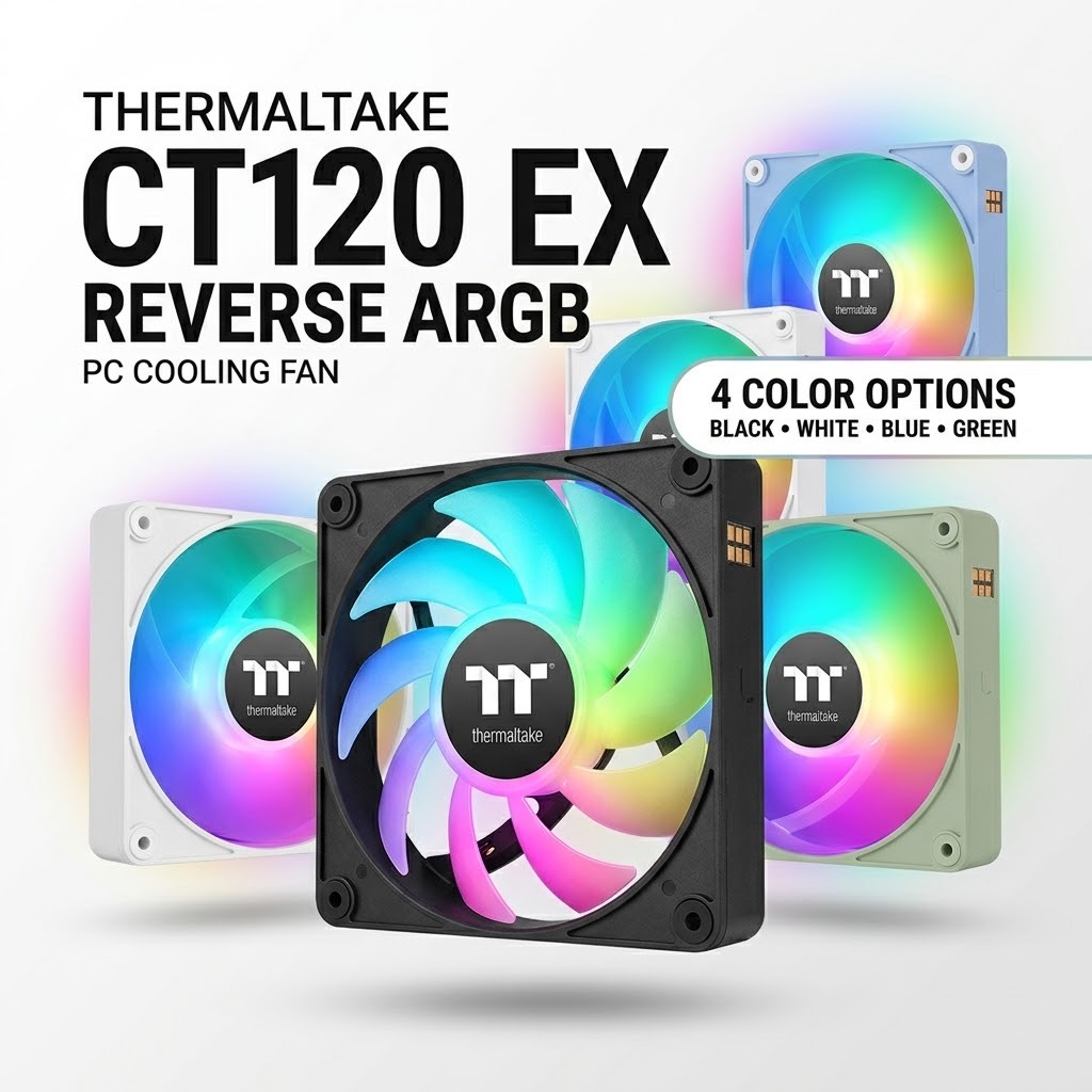 CASE FAN (พัดลมเคส) THERMALTAKE CT120 CT140 EX REVERSE ARGB SYNC (3-FAN PACK)