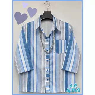 เสื้อปกเชิ้ตแขนสี่ส่วนกระเป๋า1ใบ