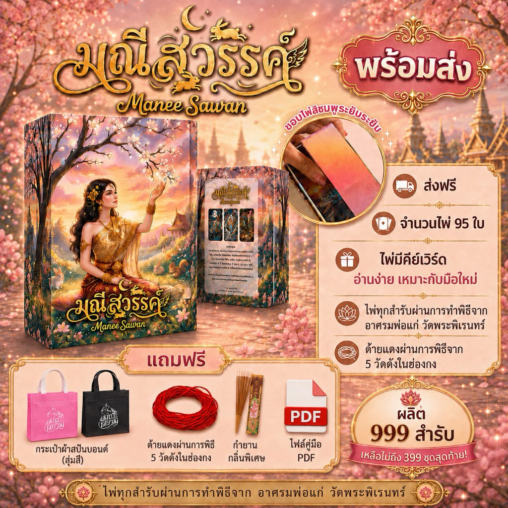 (พร้อมส่งด่วน🚗) “ไพ่มณีสวรรค์” 🇹🇭 ไพ่ทาโรต์+ออราเคิลสไตล์ไทย (ผ่านการทำพิธีแล้ว) แถมฟรีถุงผ้า🎊