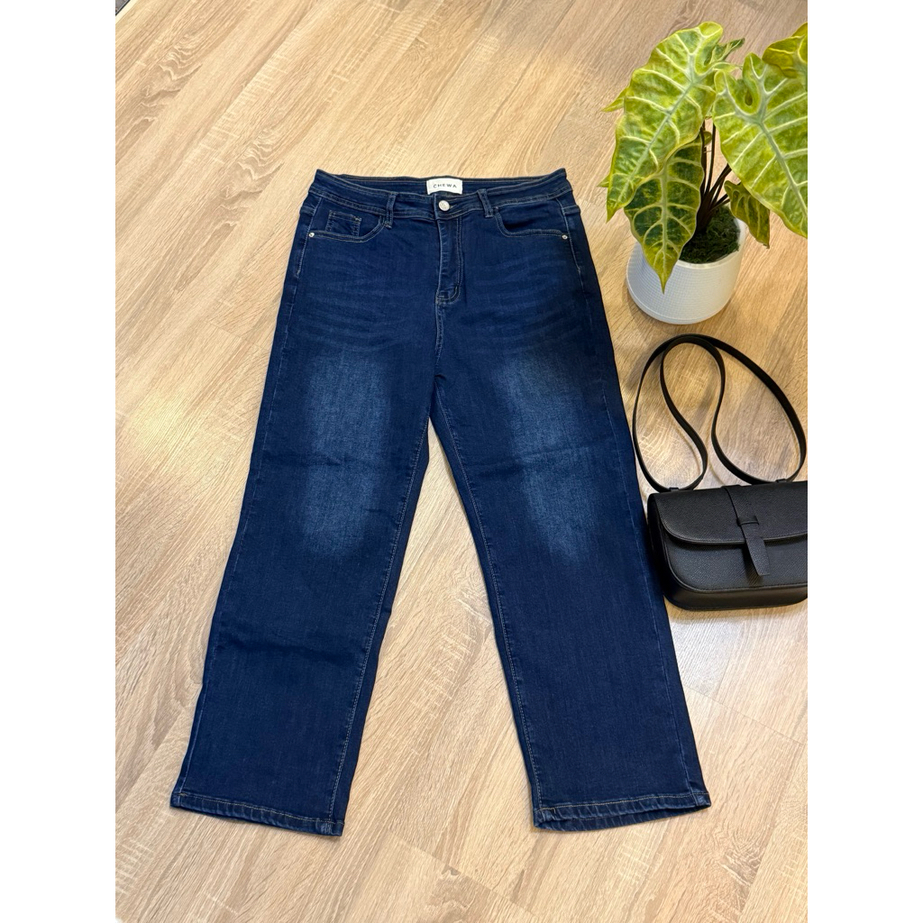 ส่งต่อ Chewa Everyday jeans J002 ยาว 35 - กางเกงยีนส์ เอวสูง ทรงกระบอก - J00235 ไซต์ L สีเนวี่