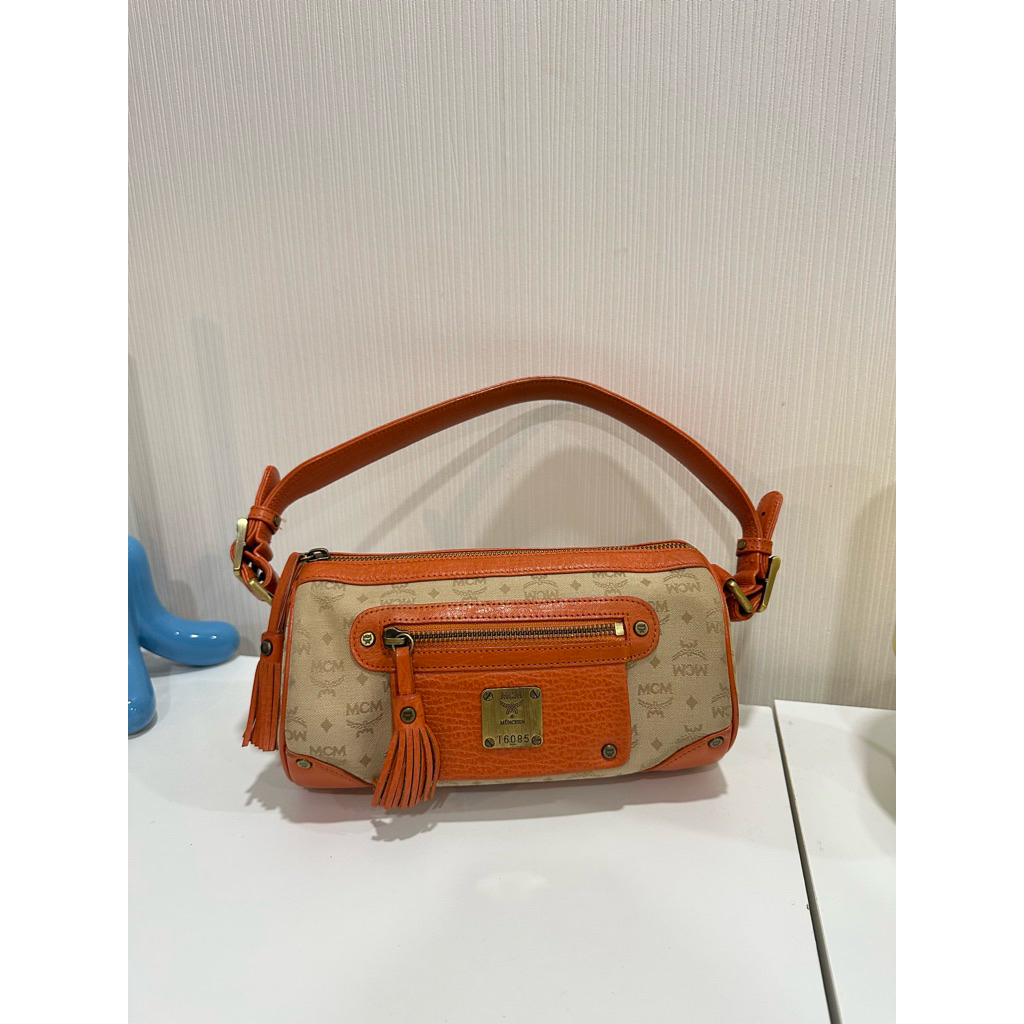 MCM Vintage Visetos Shoulder/Clutch Bag | กระเป๋า MCM Vintage Visetos สีน้ำตาลส้ม cognac