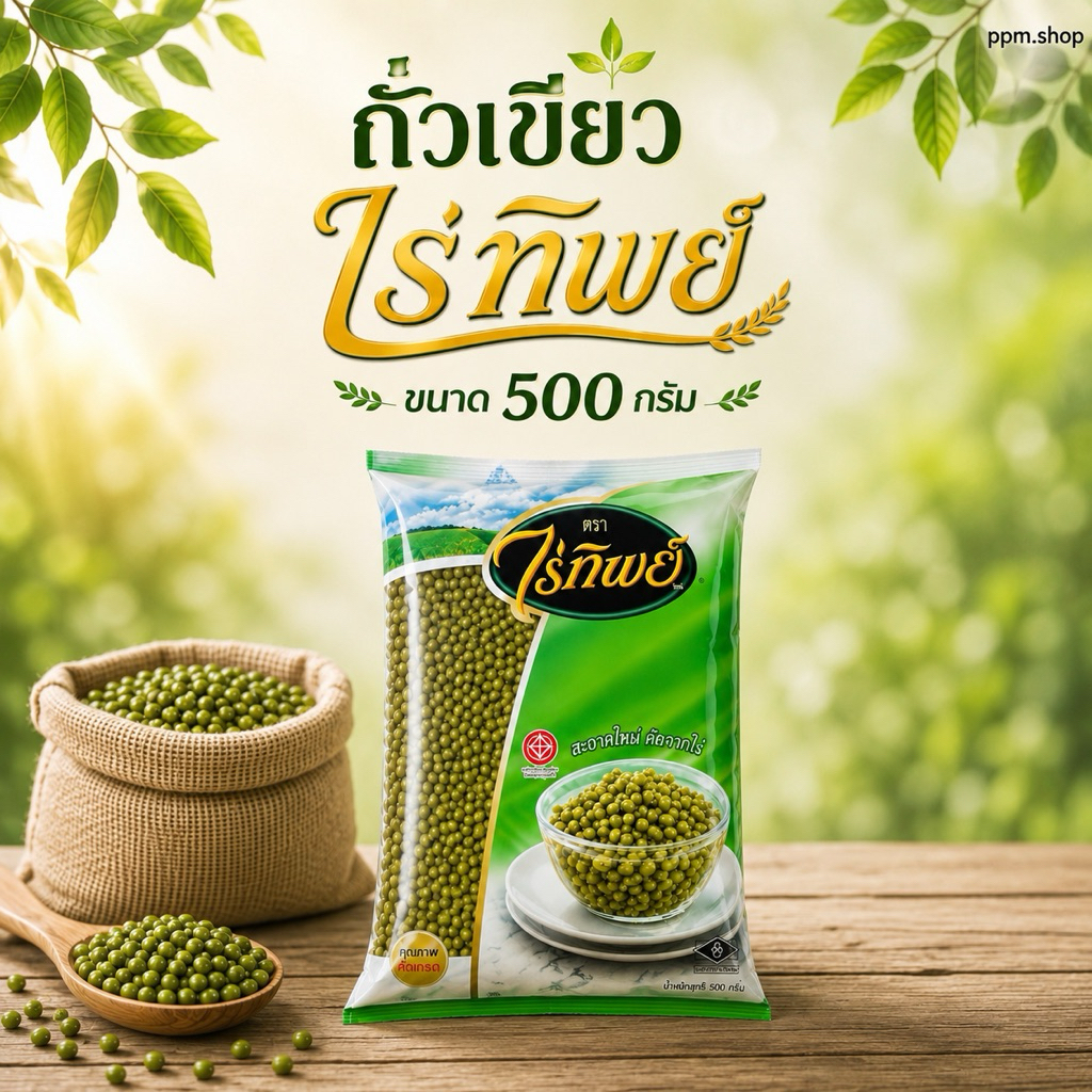 ถั่วเขียว ตราไร่ทิพย์ MUNG BEAN น้ำหนักสุทธิ 500 กรัม