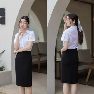 กระโปรงนักศึกษา ทรงเอผ่าหลัง เอว 23- 34”ความยาว 20” 22” 24” 26” ผ้าฮานาโกะผ้ายืดใส่สบายไม่อึดอัด