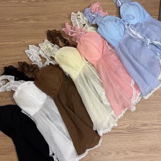 chichemise รุ่น ปะการัง เสื้อสายเดี่ยวแขนยางยืด อกเสริมฟองน้ำ ดีเทลผ่าหน้า ( มีหลายสี )