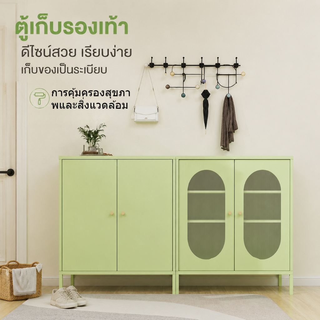 จัดส่งทันที ส่งถึงตรงเวลา ตู้เก็บของในครัวและห้องอาหารสไตล์ครีมสีนวล ตู้เก็บของเหล็กเรียบง่ายพร้อมประ แถมแผ่นอะคริลิค