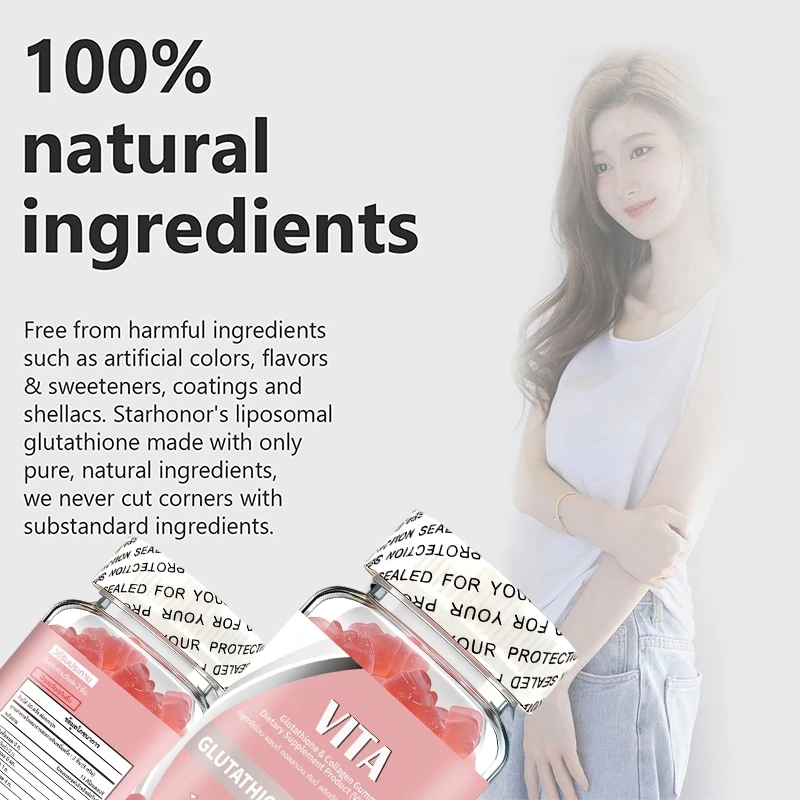 VITA Glutathione Collagen Vitamin Gummies กลูตาไธโอน คอลลาเจน กัมมี วิตามินรวมบำรุงผิวขาว อาหารเสริมผิว ผิวขาว 60Pcs thumbnail 8