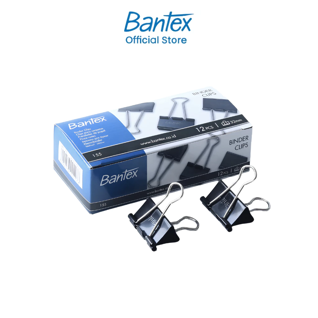 Bantex คลิปหนีบเอกสาร ขนาด 15/ 19/ 25/ 32/ 41มม 12ชิ้น/กล่อง คลิปหนีบ คลิปหนีบ2ขา Binder Clips