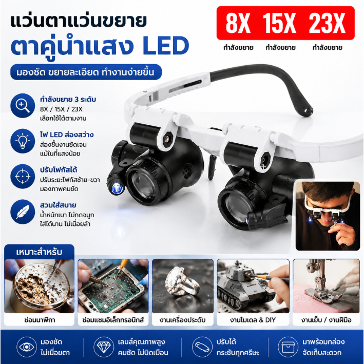 CLE 2022 8X/23X ตาคู่นำแว่นตาแว่นขยายแว่นขยาย