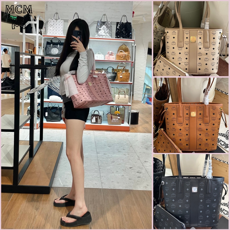 แท้ 💯% MCM Liz handbag Tote ‌กระเป๋าสะพายหนังคลาสสิกสำหรับผู้หญิง