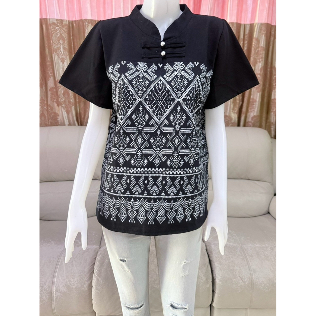 เสื้อผ้าฝ้ายผ้าพื้นเมืองพิมพ์ลาย