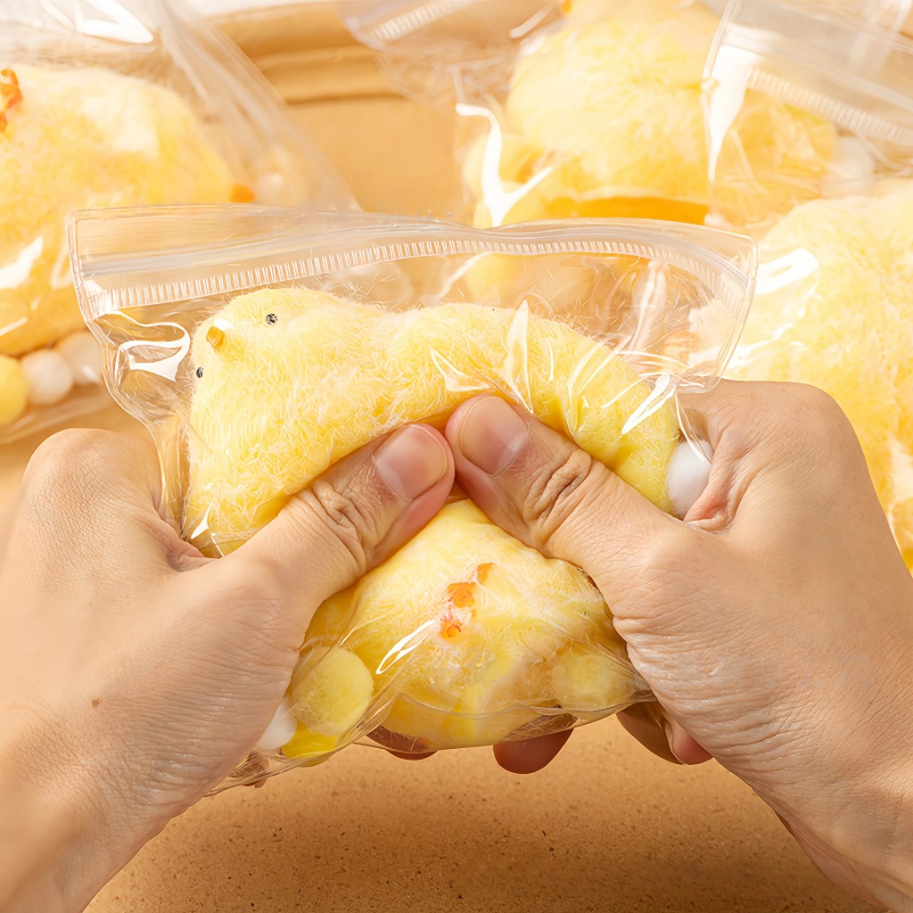 สกุชชี่ตุ๊กตาลูกไก่ ของเล่นคลายเครียด นุ่มมาก ยืดได้ จริงใจ น่ารัก ยืดกลับช้า น้ำหนัก 60‑90 กรัม+ นวดมันฝรั่งเหลว