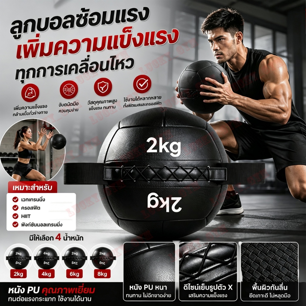 2-8kg วอลบอล ลูกบอลถ่วงน้ำหนัก ลูกบอล ฝึกกล้ามเนื้อ สำหรับฝึก