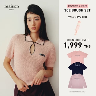 maison KEEPS | Sana Knitted Top | เสื้อไหมพรม แขนสั้น แต่งกระดุมโลโก้