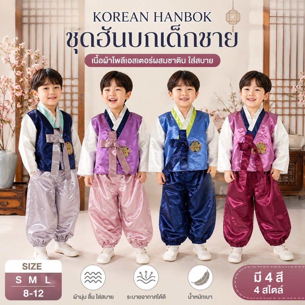 ชุดฮันบกเด็กผู้ชาย สไตล์เกาหลี น่ารักโดดเด่น ใส่ได้หลายโอกาส ไม่ว่าจะเป็นงานวันภาษา กิจกรรมโรงเรียน
