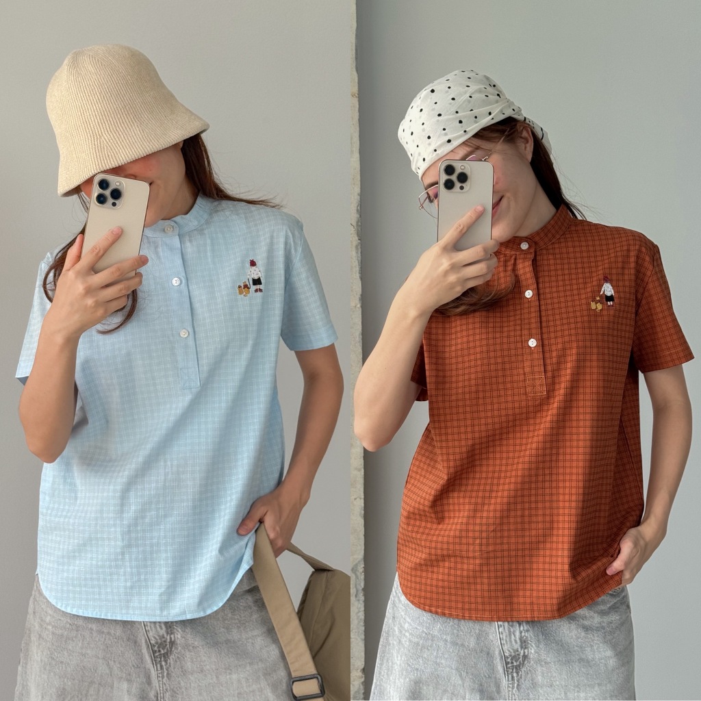 katji / พร้อมส่ง Taru Shorto เสื้อคอจีน ปักลาย