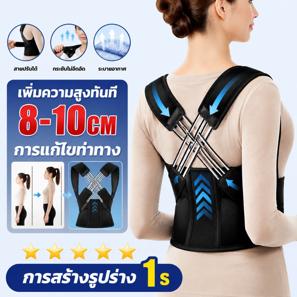 Oivia เข็มขัดพยุงหลัง เสื้อพยุงหลัง รูปตัว X ปรับท่าทาง พยุงไหล่และเอว ชายหญิง S-XXL
