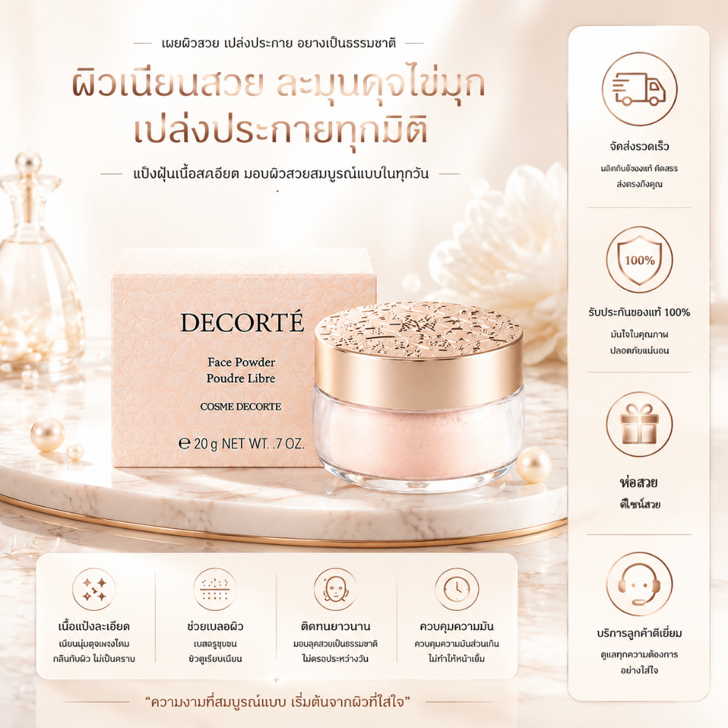 [ของแท้ 100%] Decorte AQ Loose Powder 20g แป้งฝุ่นเนื้อละเอียด ติดทน คุมมัน เบลอผิว ฉ่ำแสง สินค้าใหม่ 100%