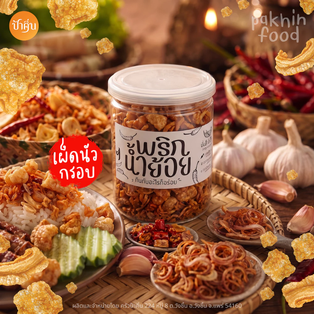 น้ำพริกน้ำย้อยกากหมูกระปุก 200 กรัม