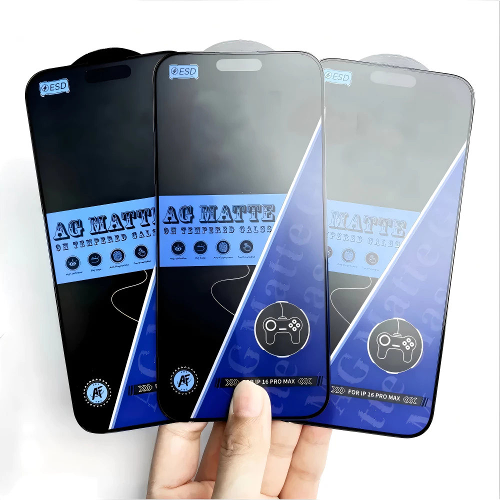 (ราคาส่ง 10in1)ฟิล์มกระจกเต็มจอด้าน ESD AG MATTE กันไฟฟ้าสถิตย์ กันนิ้วมือ สำหรับ iphone 11 13 15 17